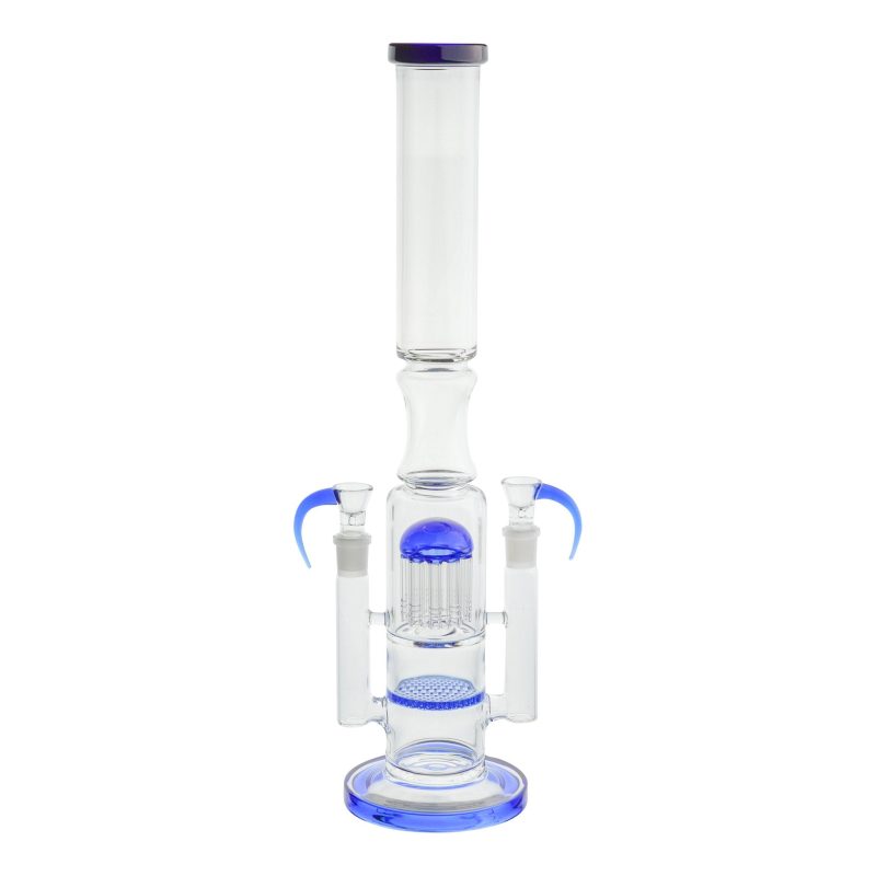 2 Bowl Trophy bong - 19in Blue