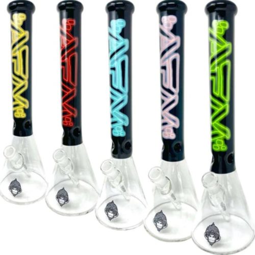 afm glass neon light beaker bong 16in 32450357428303