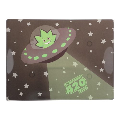 E420 Small Glass Rolling Tray UFO Spike