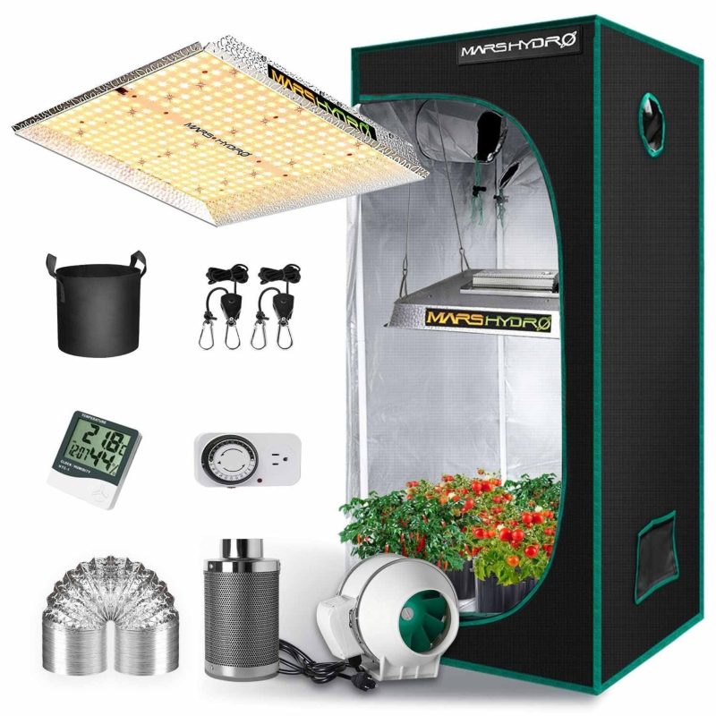 Mars Hydro TS1000 LED Grow Light and 2.3x2.3 Indoor Full Grow Tent Kit 150W