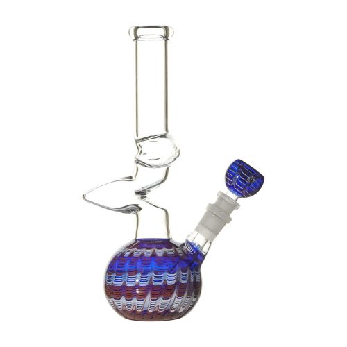 10-inch zong-style glass bong smoking device with kinky shape psychedelic design protruding Z shape